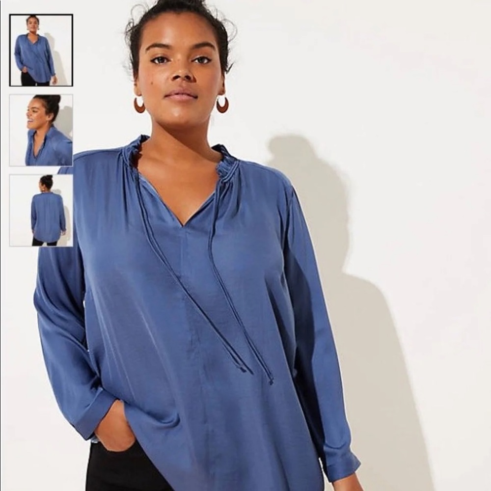 Loft Ruffle Tie Neck Blouse